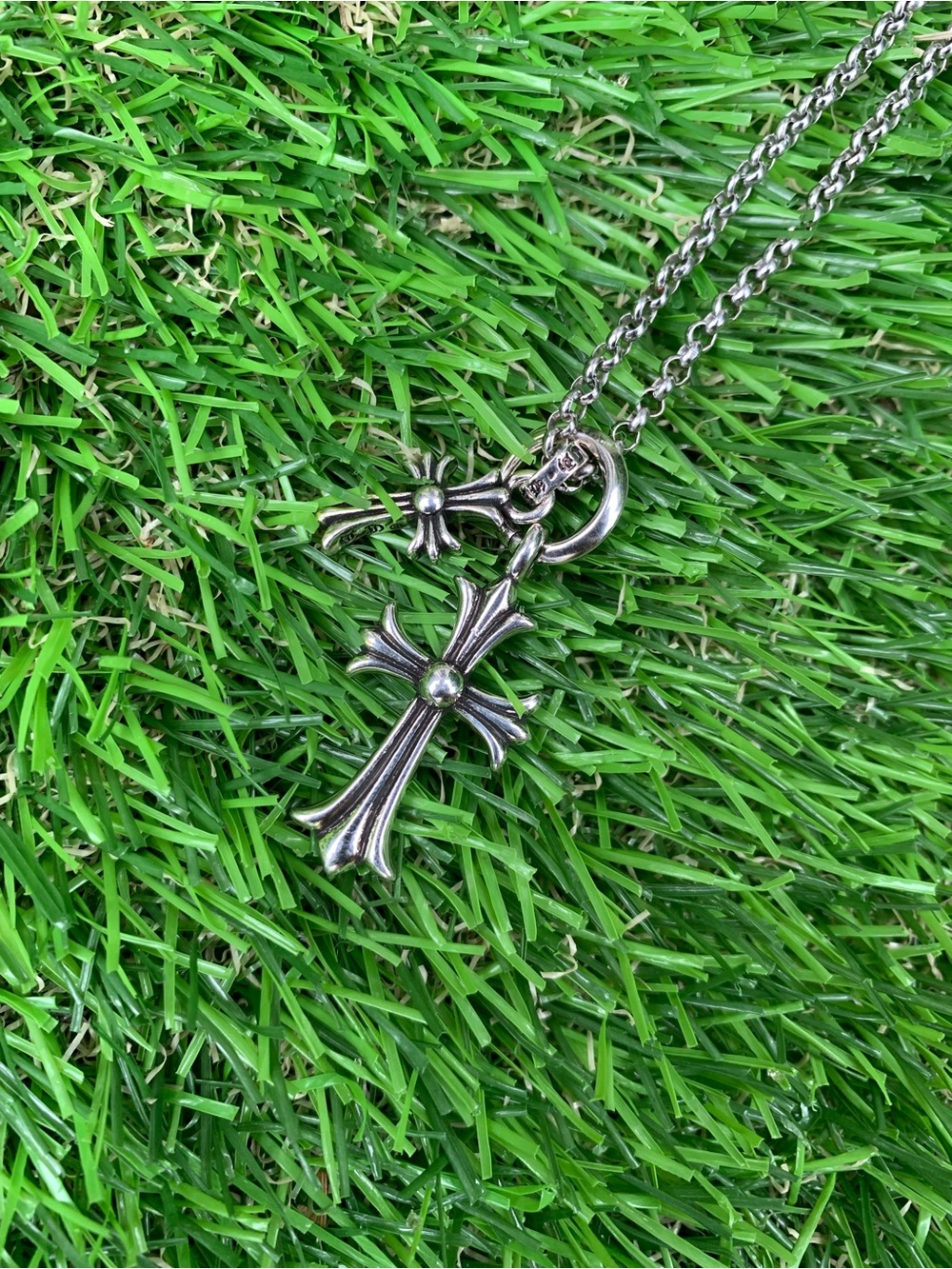 Chrome Hearts Silver Cross Pendant Necklace